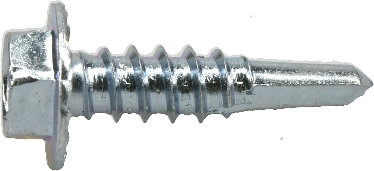 Zinc-Plated Hex Washer Head Self-Drilling Metal Screws, #10 x 1 inch