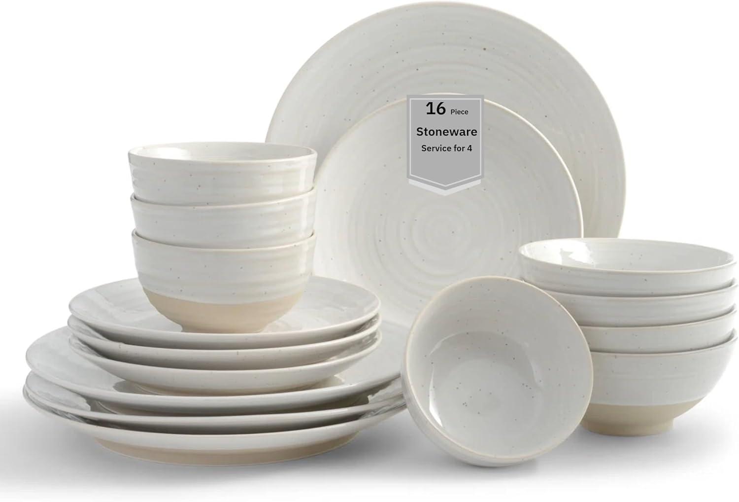 Sango Siterra 16-Piece Rustic White Stoneware Dinnerware Set - Service For 4, Plate & Bowl Set & Reviews | AllModern