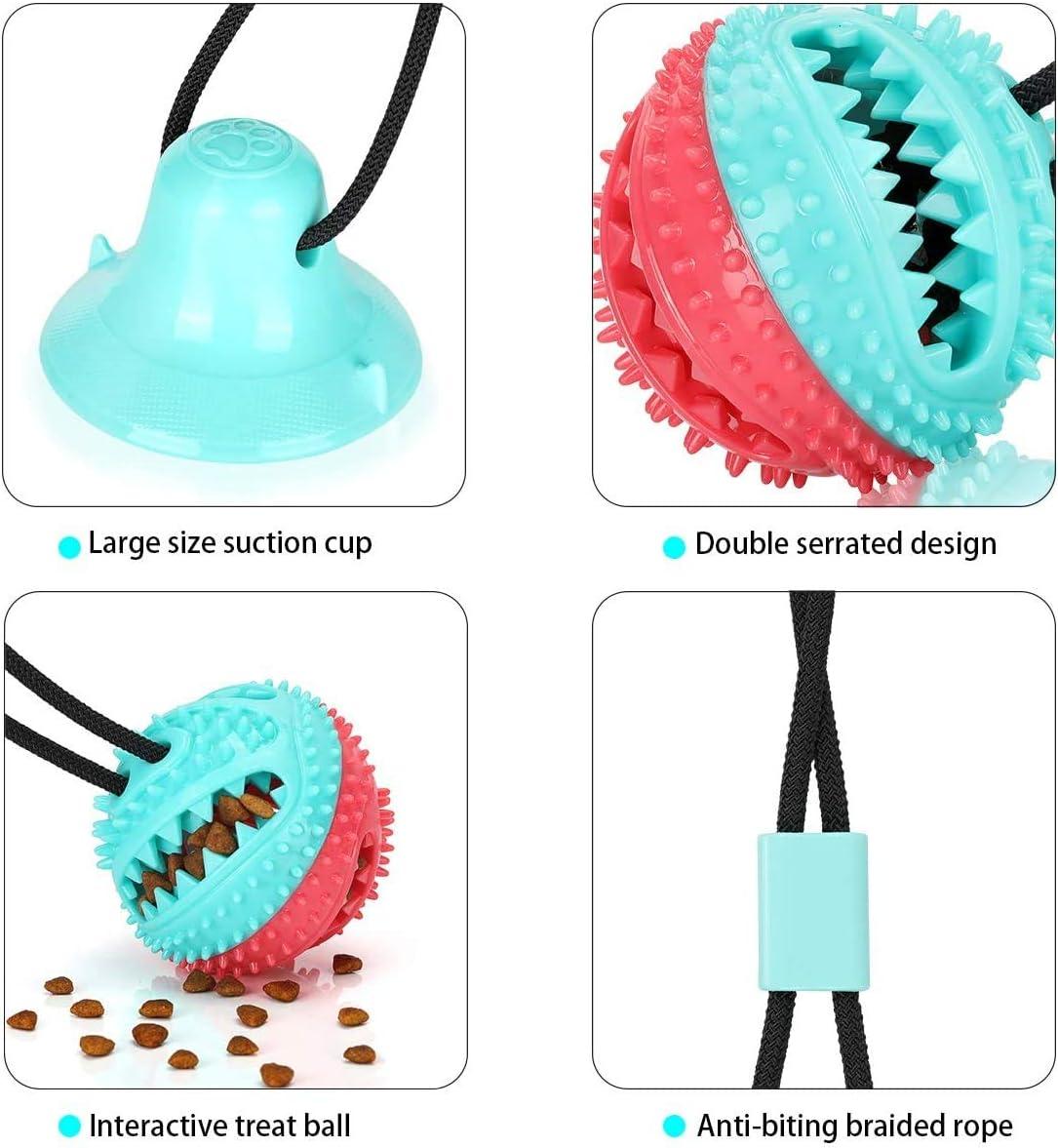 Red and Turquoise TPR Dog Chew Ball with Suction Cup