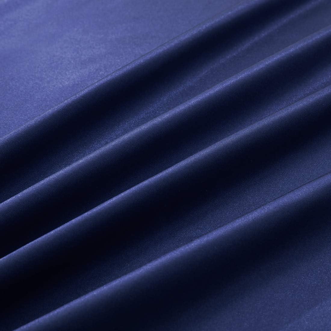 TREELY 6 Piece King Size Satin Sheet Set - Navy Blue, Deep Pocket, Fitted Sheet, Flat Sheet, 4 Pillowcases