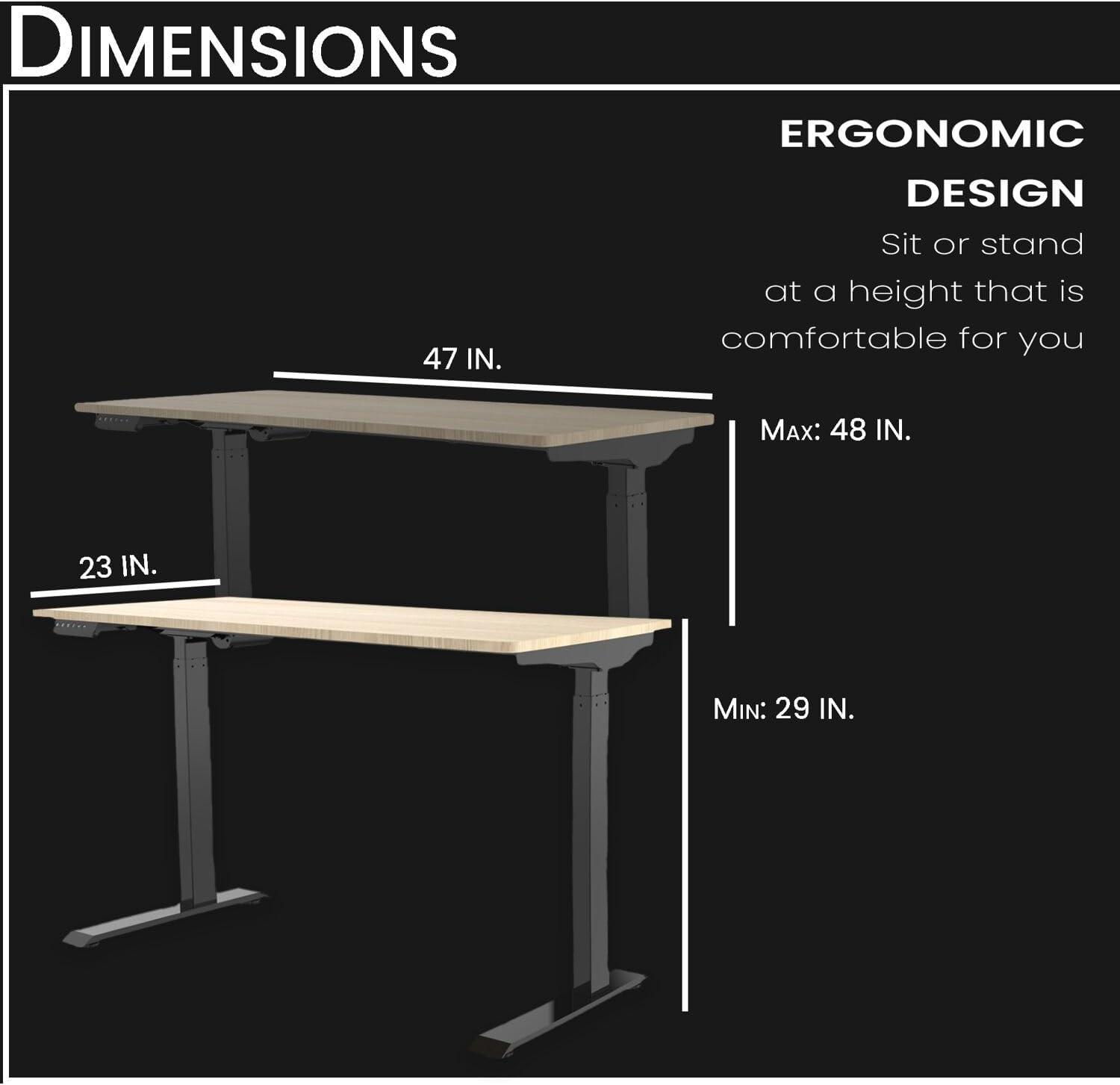 Hanover 47-In. Electric Sit or Stand Desk with Adjustable Heights, Natural