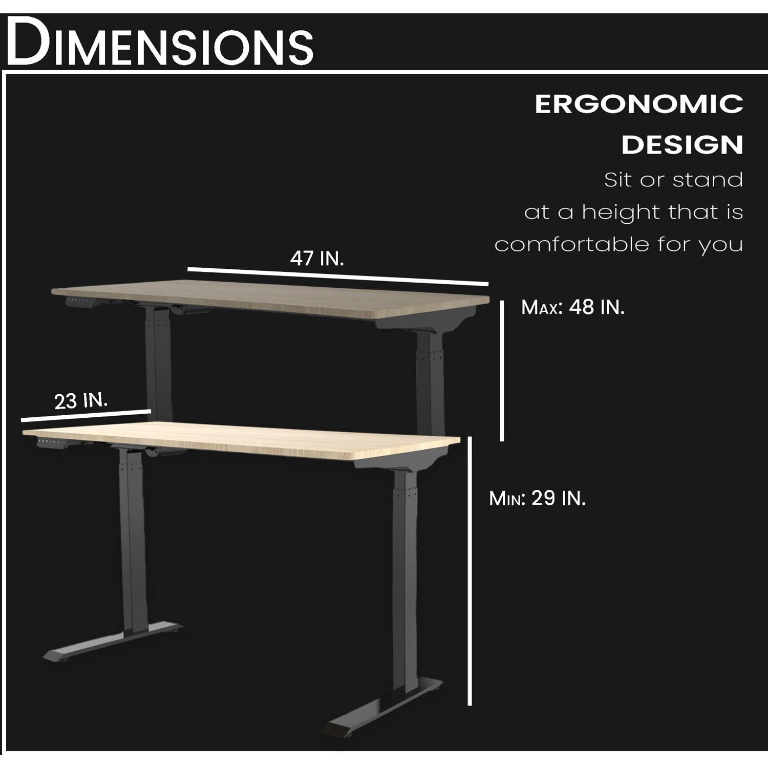 Hanover 47-In. Electric Sit or Stand Desk with Adjustable Heights, Natural