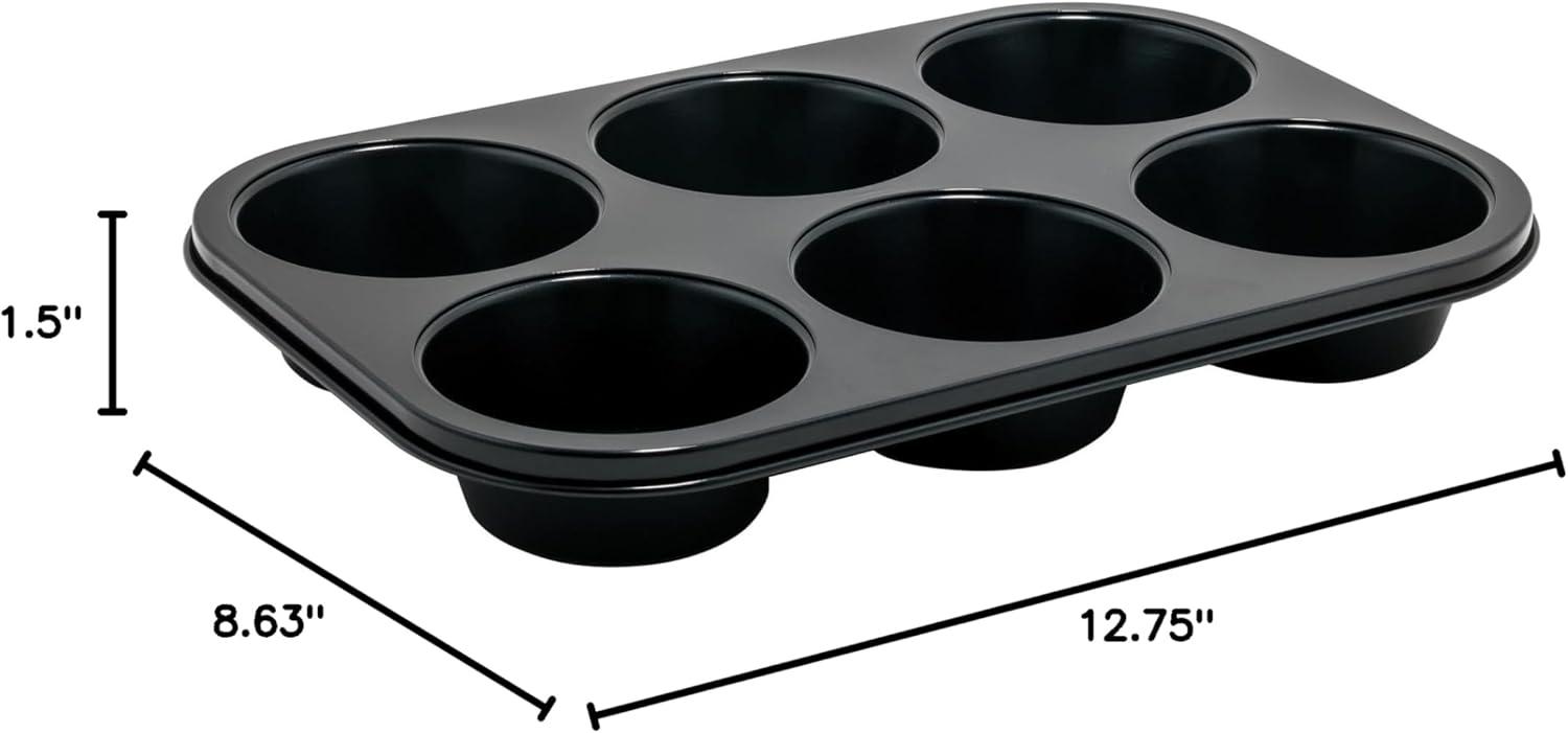 Jumbo Non-Stick 6-Cup Black Muffin Pan