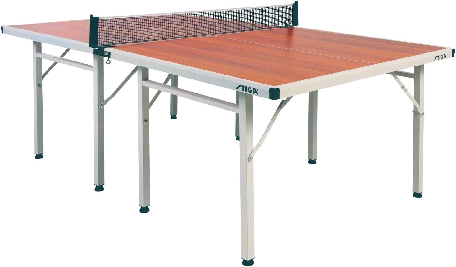 Compact Woodgrain Indoor Ping Pong Table with Folding Design and Net