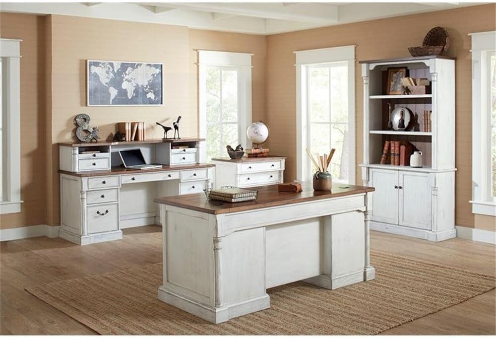 78" Durham 3 Shelf Bookcase with Lower Doors White - Martin Furniture: Cottage Style, Metal Hardware