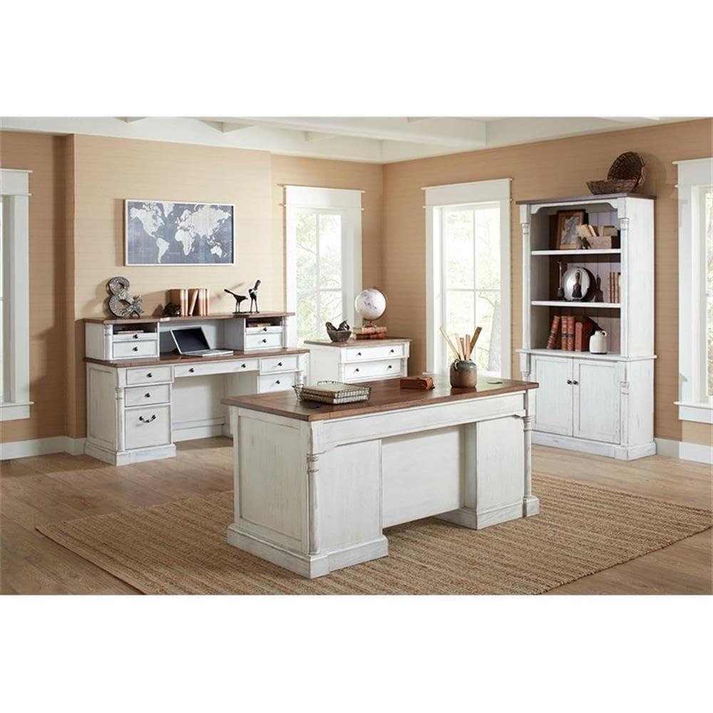 78" Durham 3 Shelf Bookcase with Lower Doors White - Martin Furniture: Cottage Style, Metal Hardware