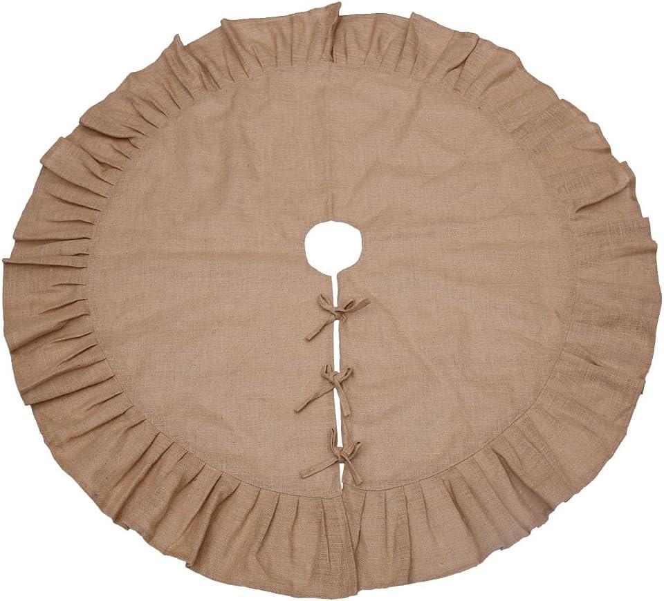 36" Natural Tan Christmas Tree Skirt with Ruffled Edge by Primitive Home Decors