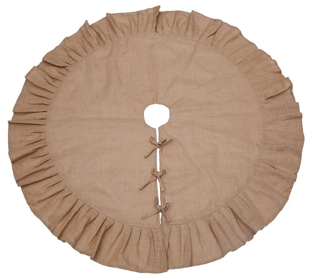 36" Natural Tan Christmas Tree Skirt with Ruffled Edge by Primitive Home Decors