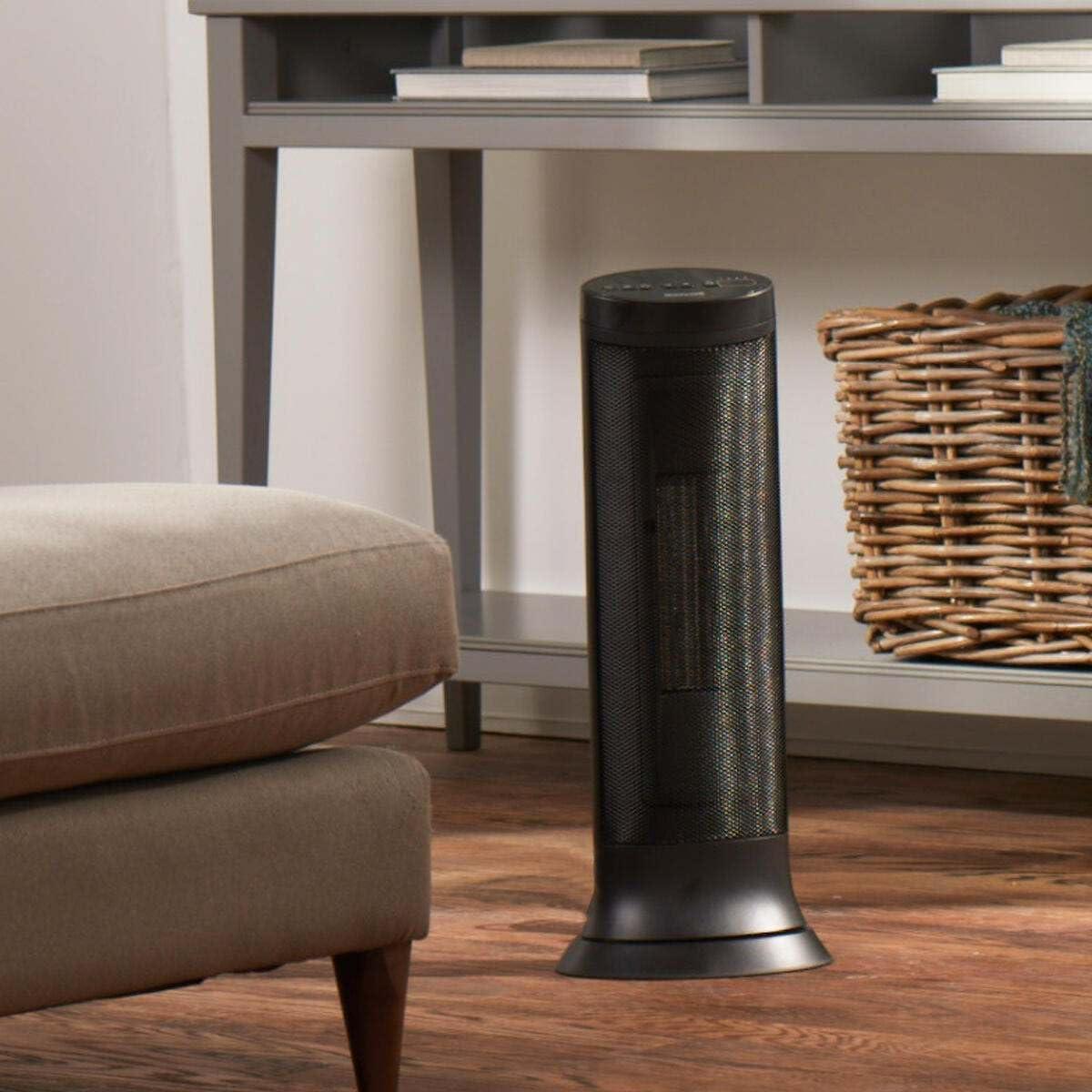 Honeywell Slim Ceramic Tower Heater Black: Indoor Space Heater, Adjustable Thermostat, 1500W, Fan Driven, No Assembly Required