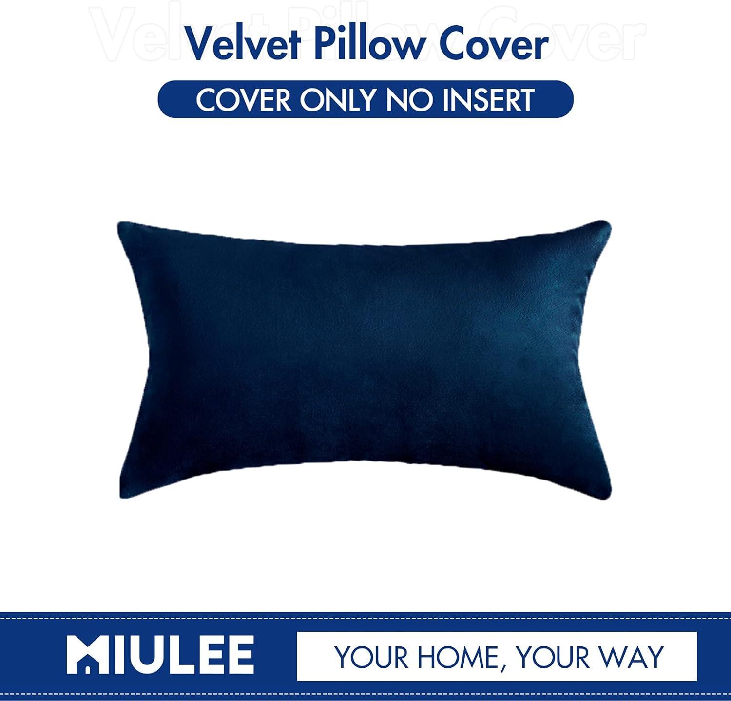 MIULEE Velvet Soft Soild Decorative Square Throw Pillow Cover Cushion Case for Home Sofa Bedroom Car 12 x 20 Inch 30 x 50 Cm, Dark Blue