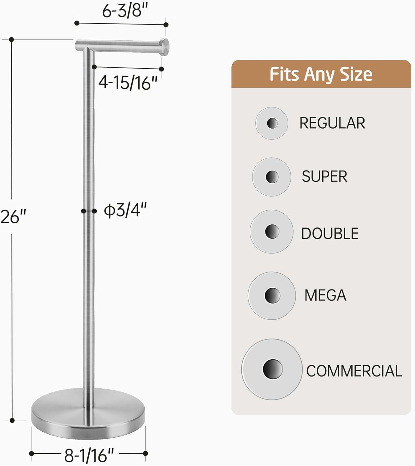 KES Freestanding Toilet Paper Holder with Weighted Base 26" H SUS304 Stainless Steel