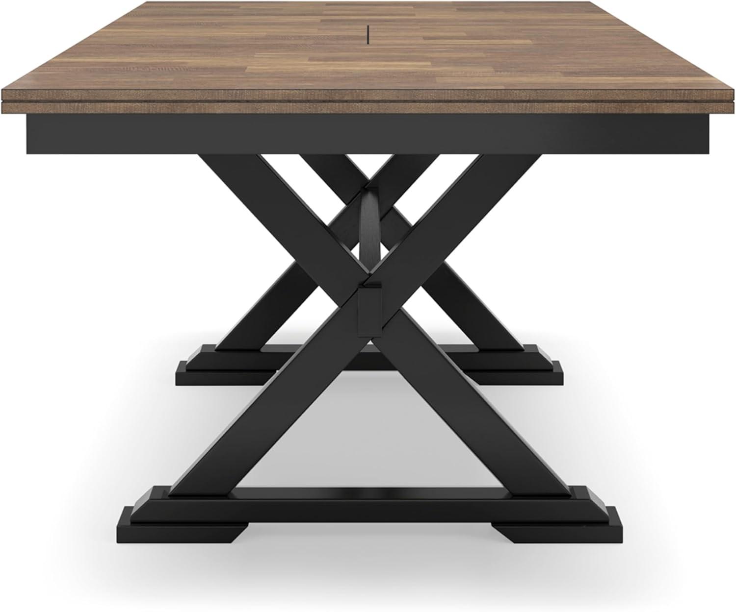 Black and Brown Extendable Farmhouse Dining Table with Butterfly Leaf