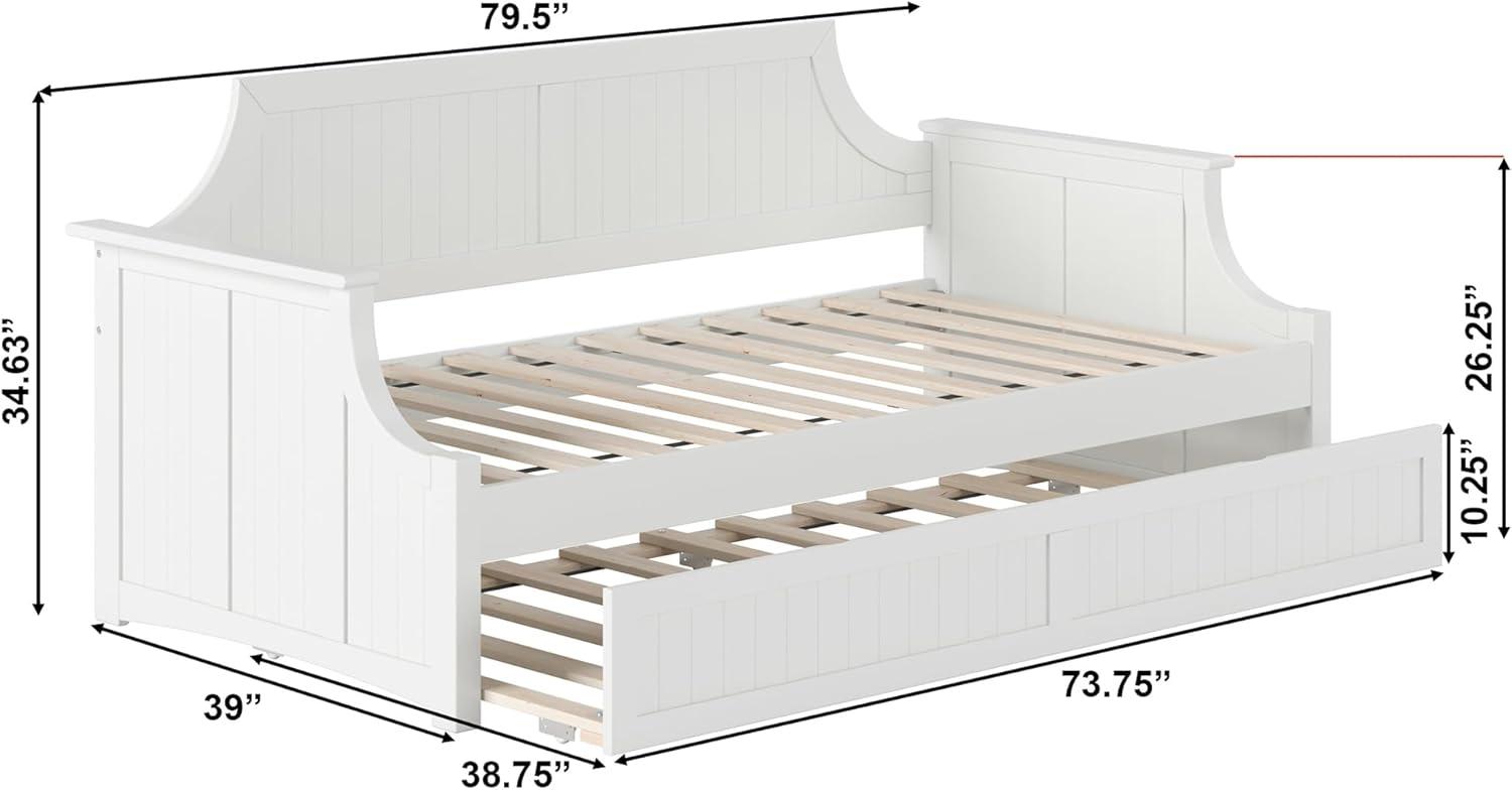 White Twin Wood Daybed with Trundle and Storage Drawers