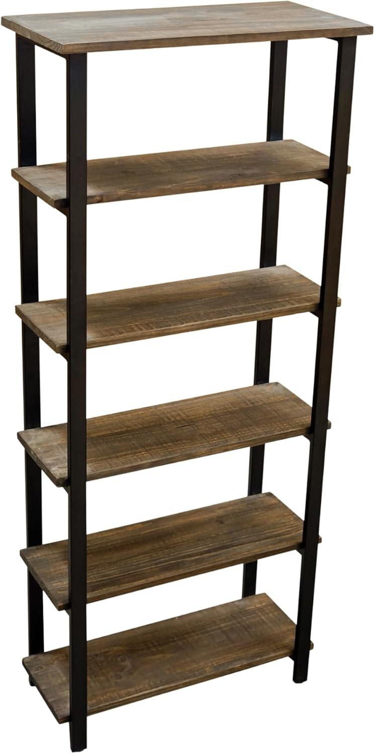 Alaterre Furniture Pomona 70 in. Tall 5-Shelf Solid Pine Wood & Metal Bookcase, Bookshelf for Home Office, Living Room or Bedroom, Natural