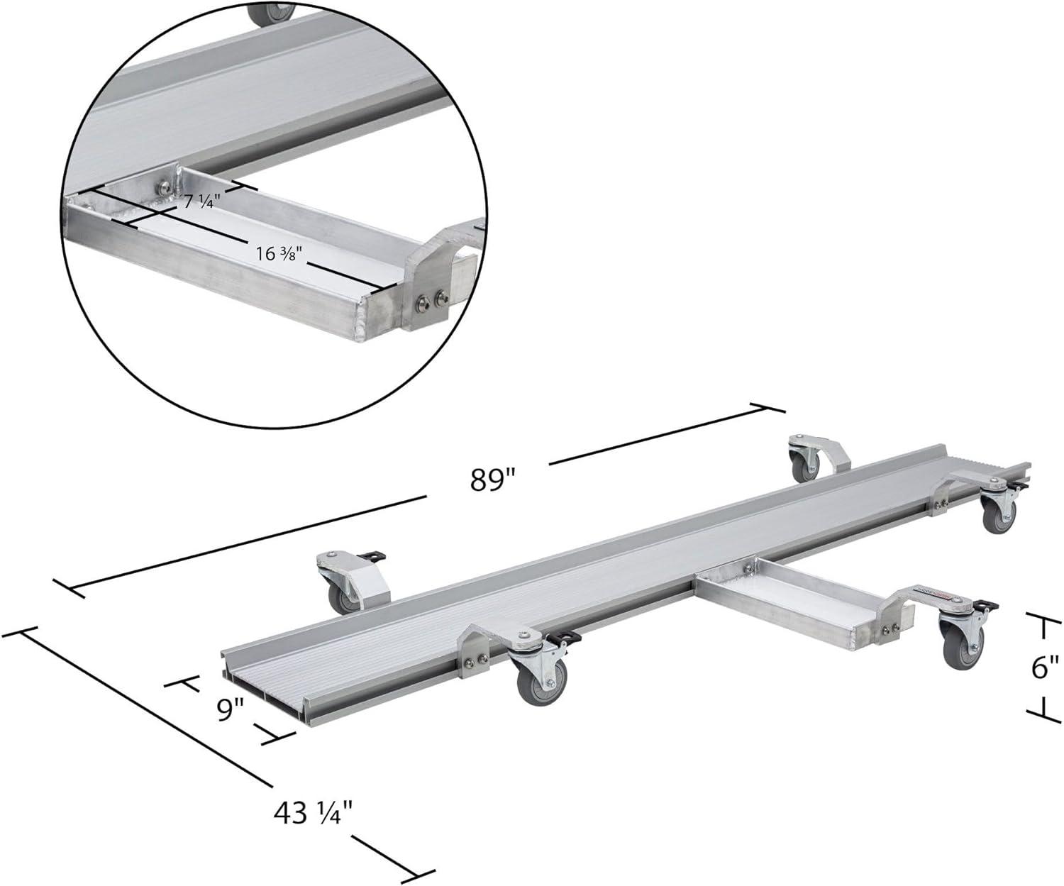 Black Widow Motorcycle Dolly with Fully Adjustable Kickstand Plate Locking Casters with Ride-On Load and Ride-Off Unload without Use of Ramp or Lever
