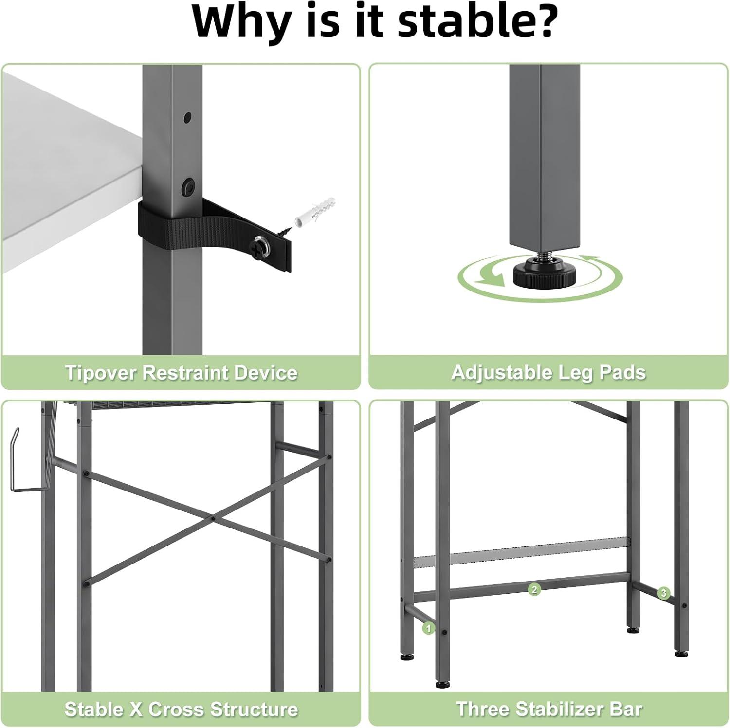 4-Tier Bathroom Organizer Shelf Over Toilet with Adjustable Shelf and Basket