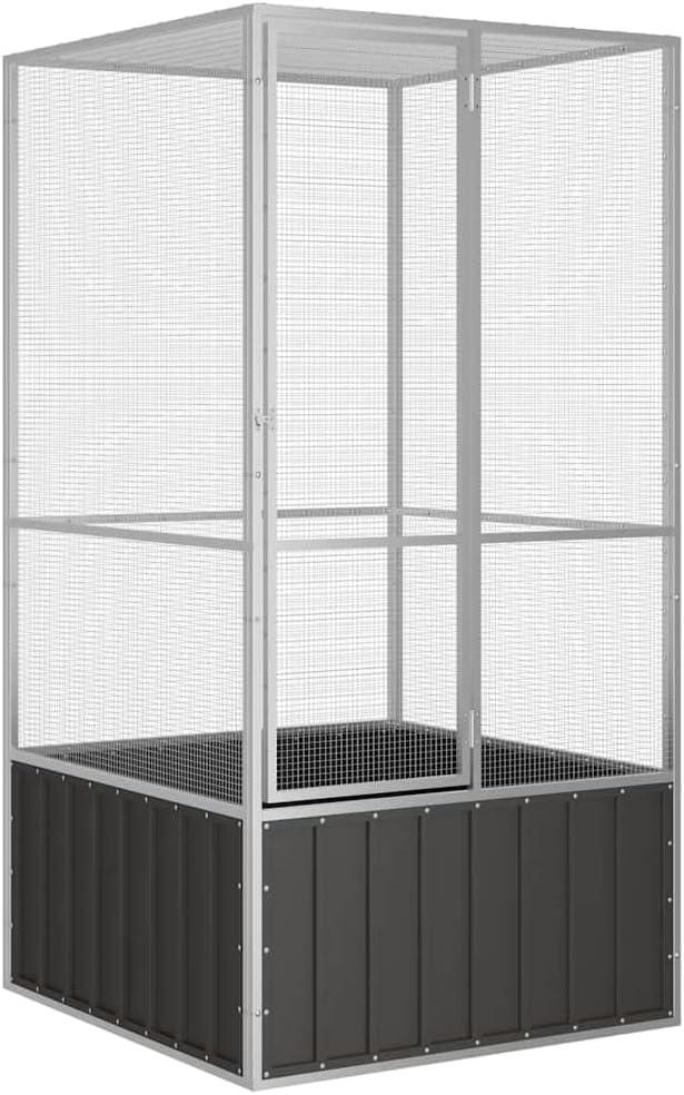 vidaXL Bird Cage Anthracite 43.7 in.x42.1 in.x83.3 in. Galvanized Steel