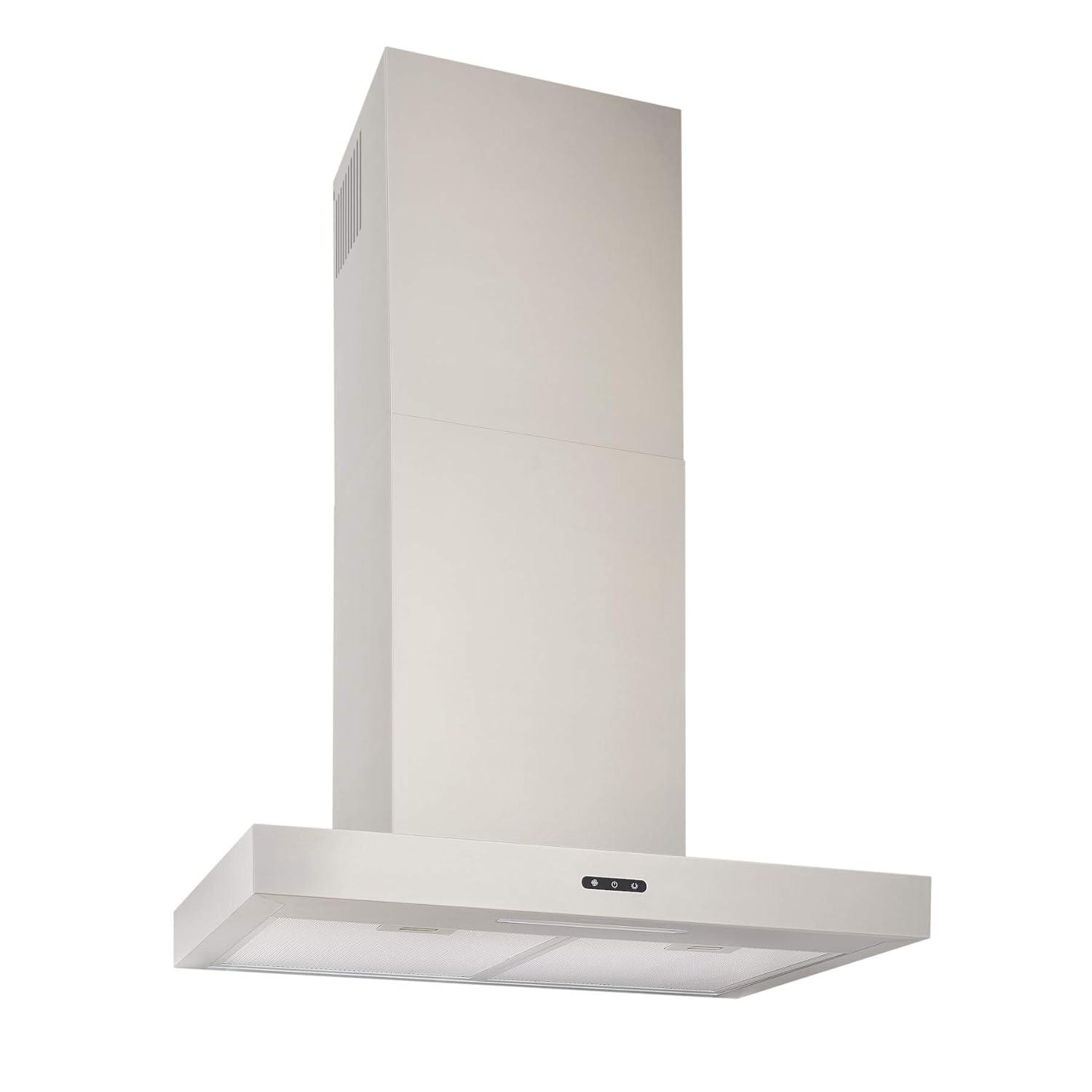 Broan-NuTone 24-inch Wall-Mount Chimney-Style Convertible Range Hood with 3-Speed Exhaust Fan and Light, 460 Max Blower CFM, Stainless Steel