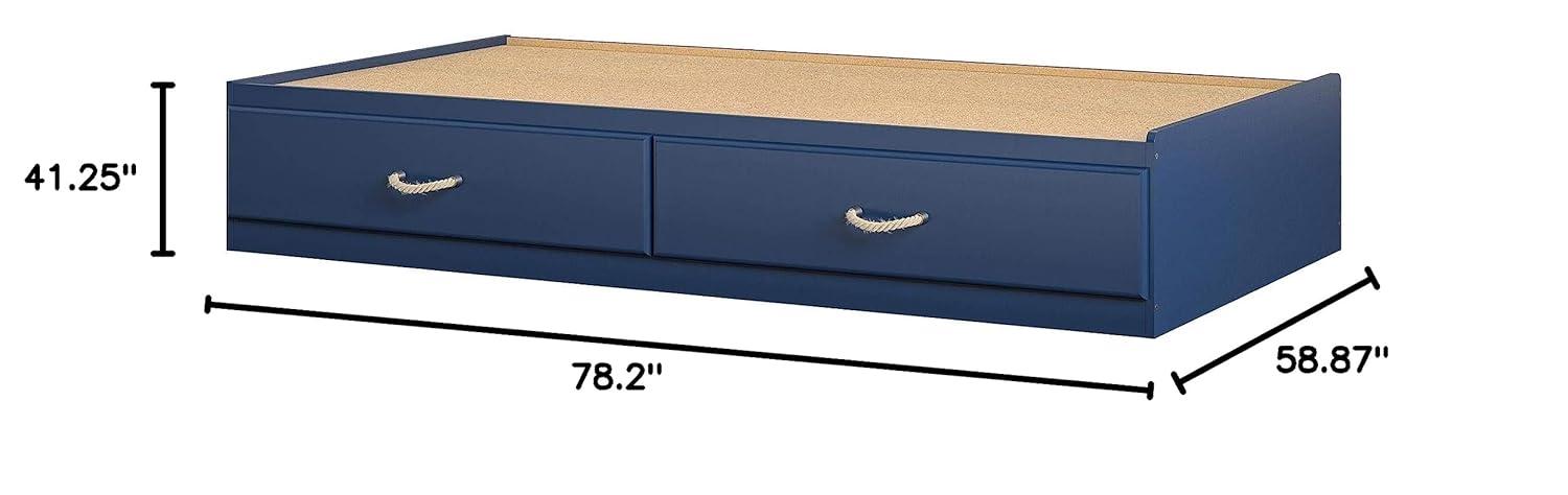 Blue Twin Platform Bed with Storage Drawers