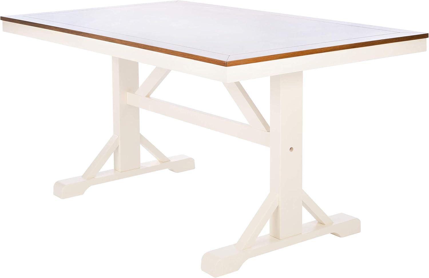 Akash Rectangle Dining Table - White/Natural - Safavieh