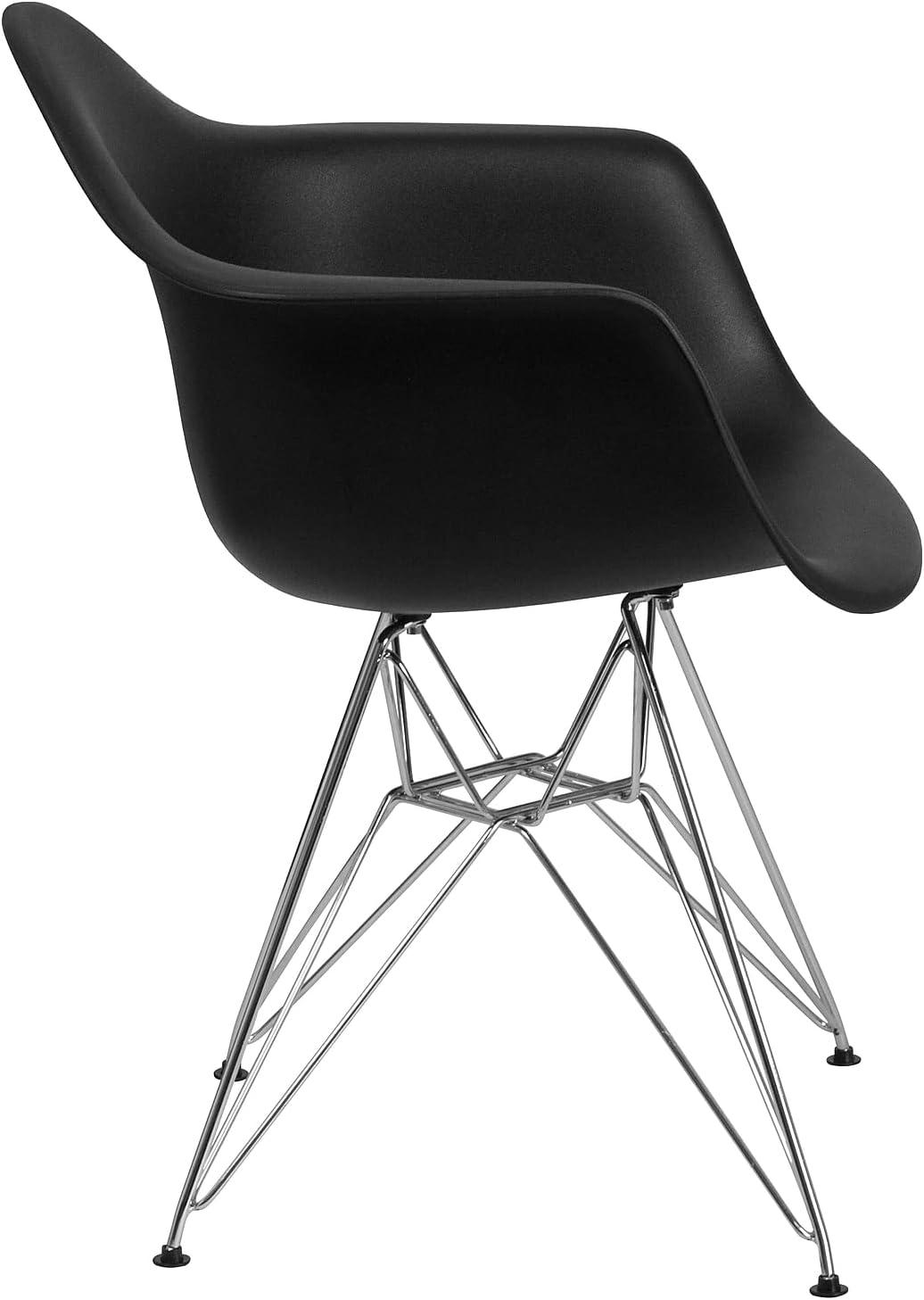 Flash Furniture 2 Pack Alonza Series Black Plastic Chair with Chrome Base