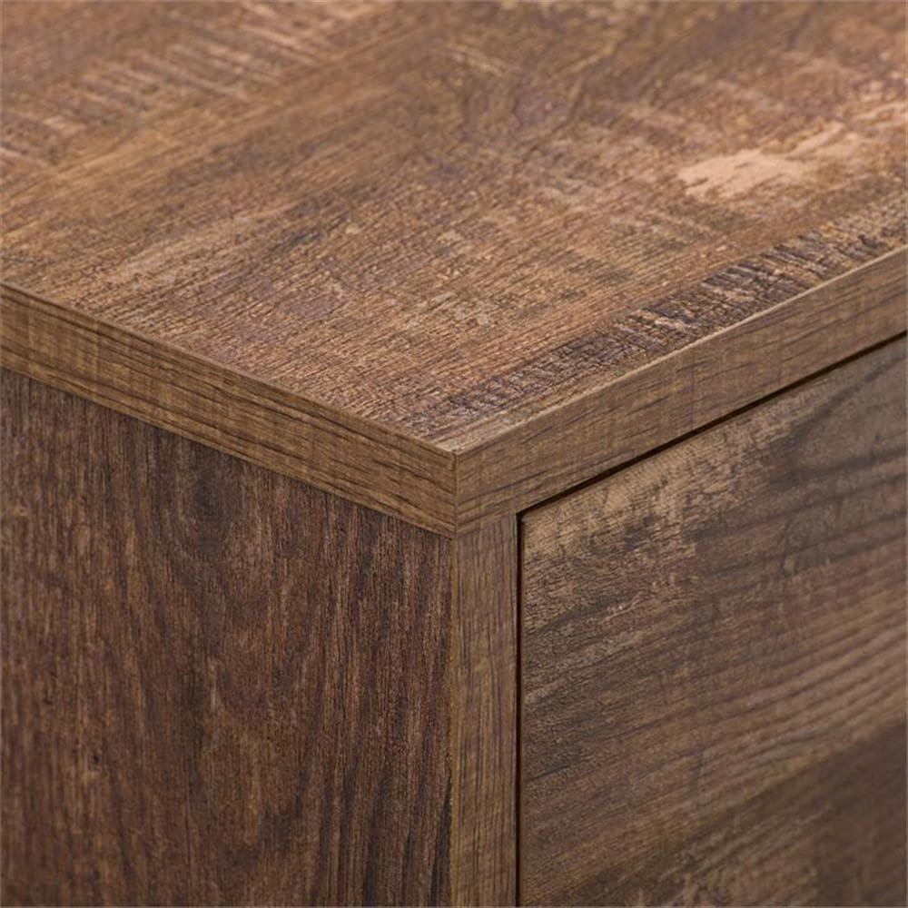 Hollywood Wood Grain TV Stand for TVs up to 85" with Drawers Brown - CorLiving: Mid-Century Modern Media Console