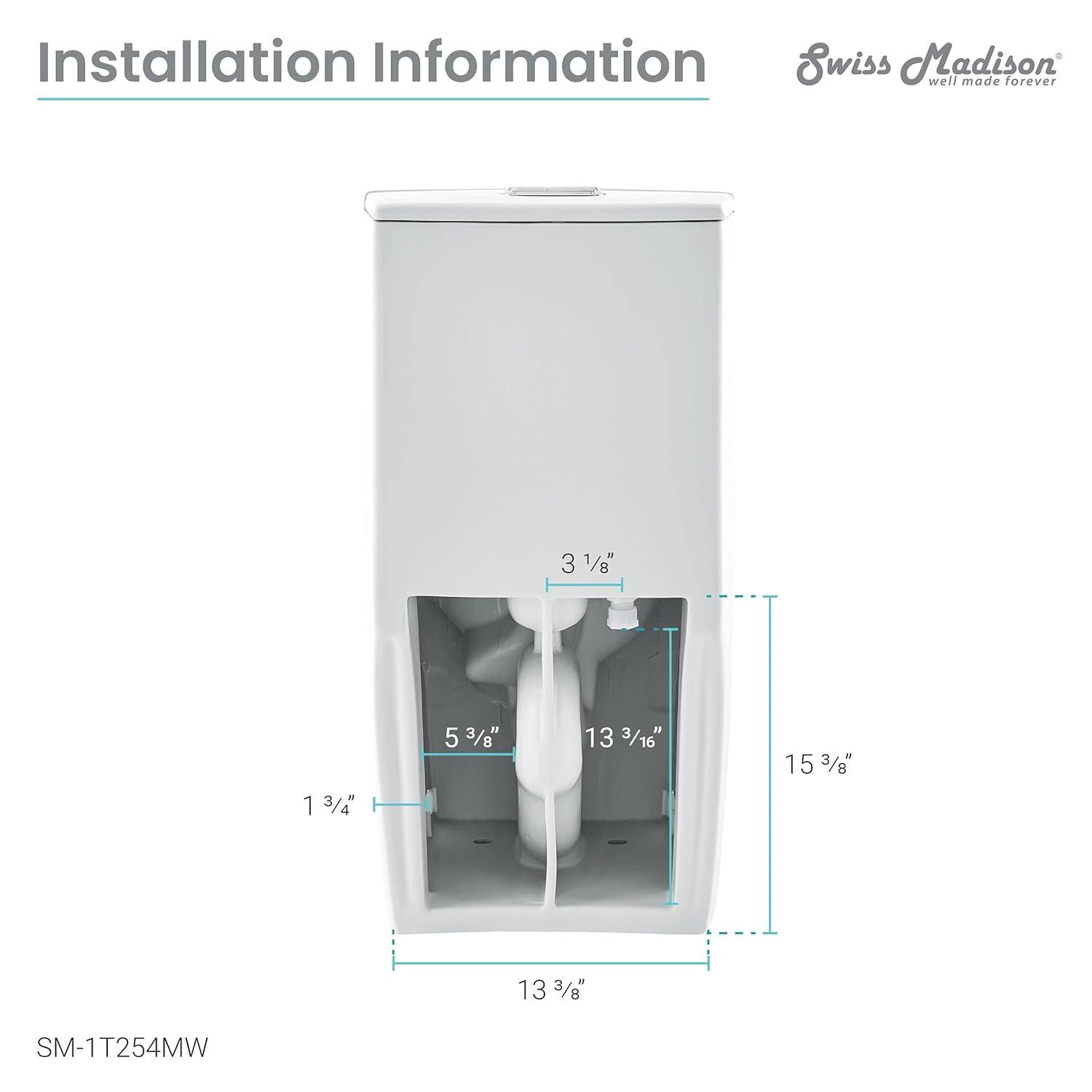 Swiss Madison St. Tropez One Piece Elongated Toilet Dual Vortex Flush 1.6 GPF SM-1T254