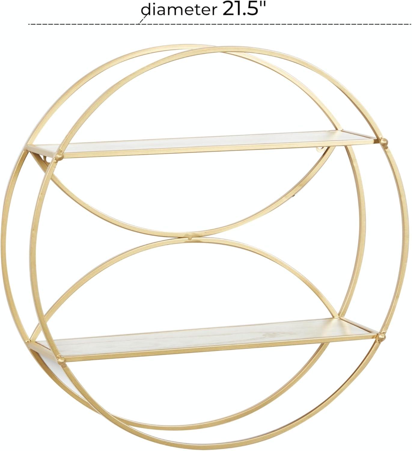 Cosmoliving By Cosmopolitan Gold Metal Contemporary Wall Shelf, 22 X 22 X 7