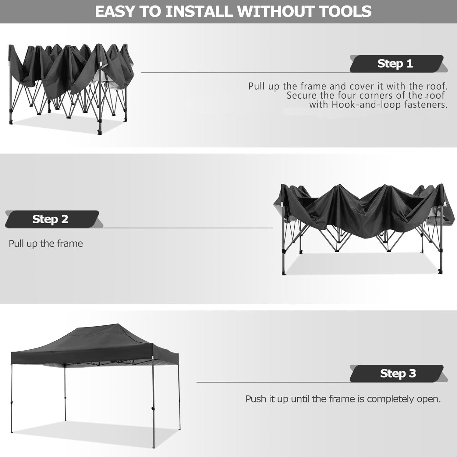 SANOPY 10x15 FT Pop Up Canopy with 4 Sidewall,Heavy Duty Canopy UPF 50+ All Season Wind Waterproof Commercial Outdoor Wedding Party Tents for Parties Canopy Gazebo with Carry Bag(Black)