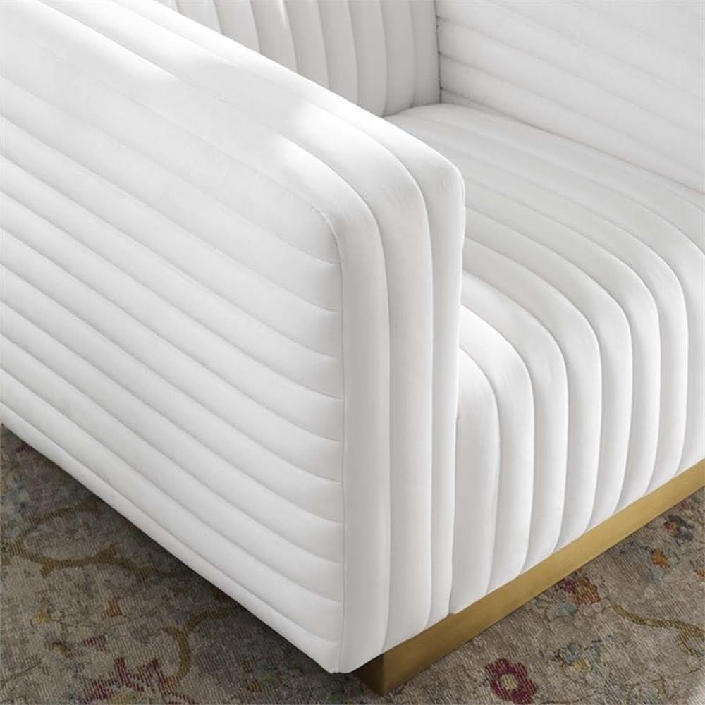 Modway Charisma Channel Tufted Performance Velvet Accent Armchair in White