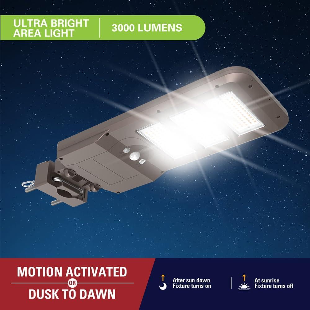 Bronze 3000-Lumen Solar LED Flood Light with Motion Sensor