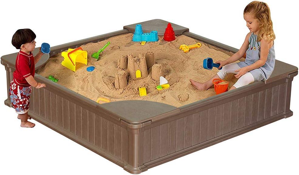 Modern Home 4ft x 4ft Weather Resistant Outdoor Sandbox Kit w/Cover