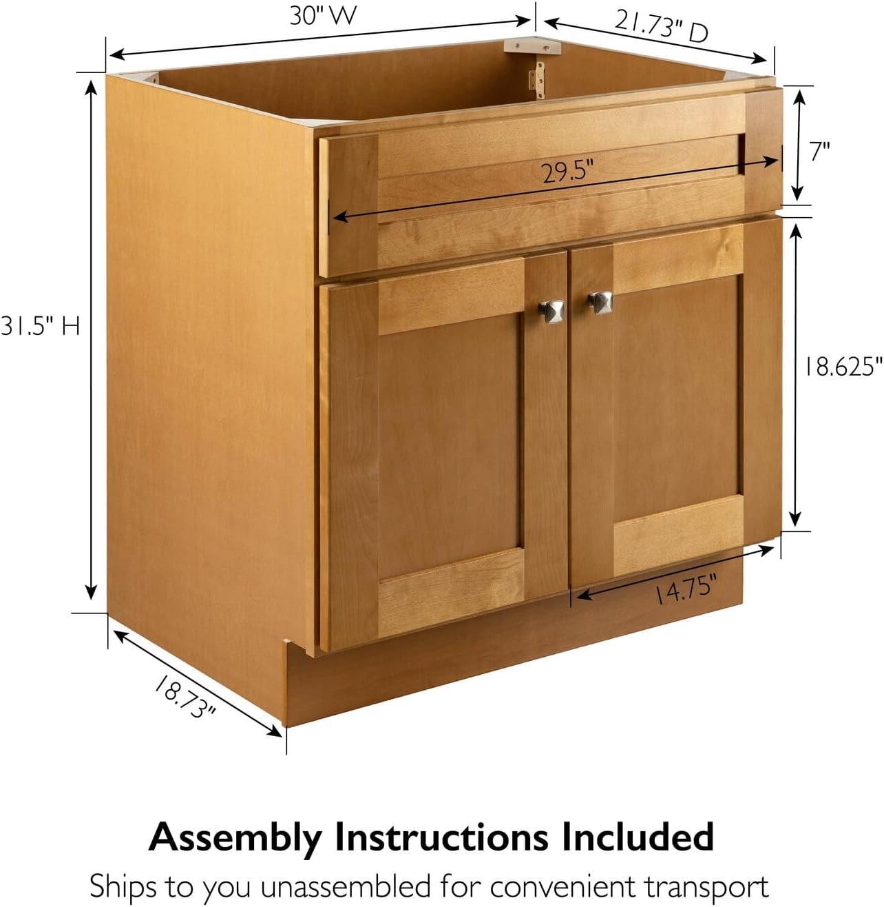 Design House Brookings 30 Inch Bathroom Vanity, Ready to Assemble, Solid Wood, Sherwin Williams – Design House, 587089