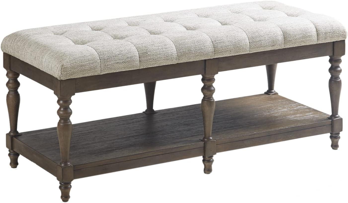 Martha Stewart Highland Tufted Accent Bench with Shelf