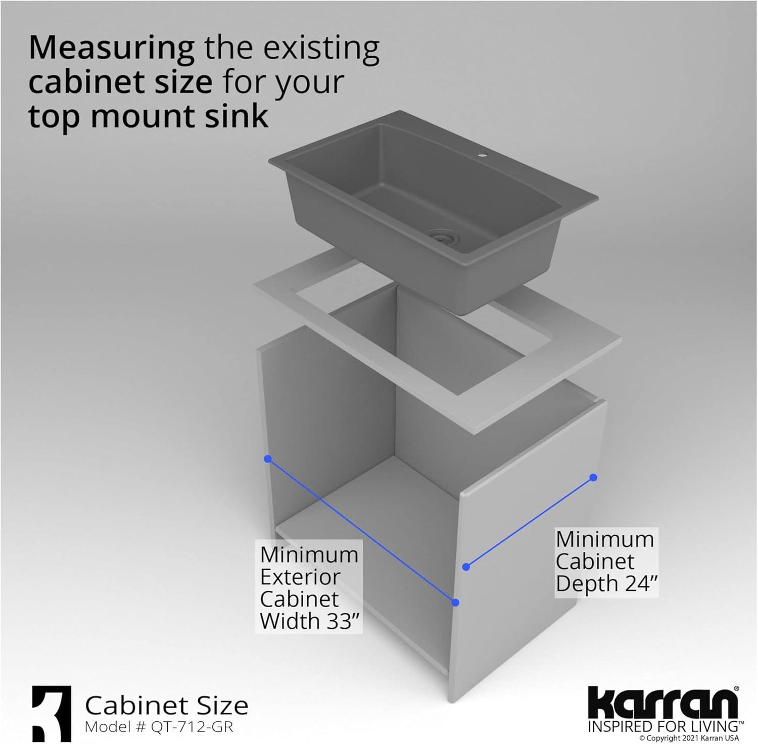 Karran Drop-in Quartz Composite 33'' X 22'' 1-Hole Single Bowl Kitchen Sink