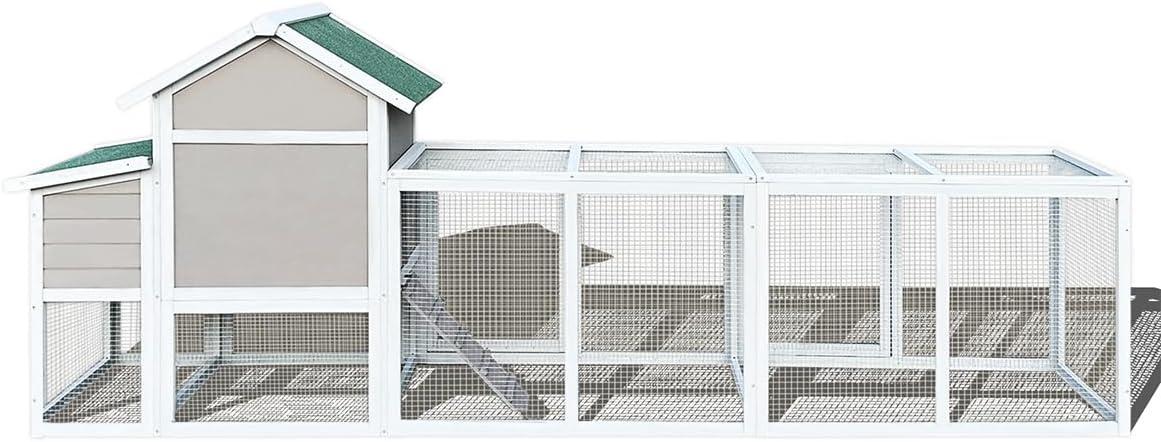 122" Large Wood Chicken Coop Hen House with Nesting Box and Run