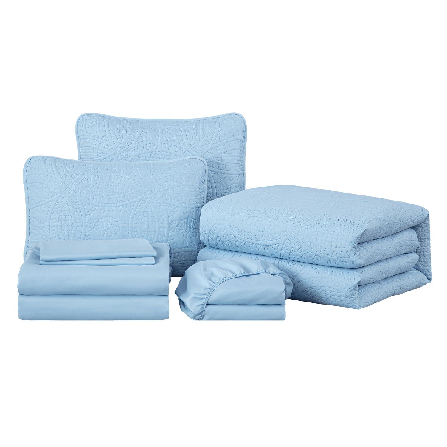 Chezmoi Collection Liam Microfiber 7 Piece Bed in a Bag Comforter Set