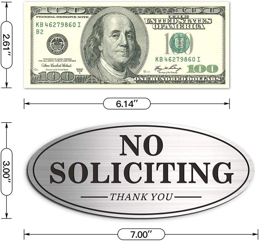 No Soliciting Sign, No Solicitors Sign for Front Door, 2 Pack Self-Adhesive Aluminum Metal No Solitation Do Not Knock or Ring Bell Sign, 7.0 x 3.0 inches Weather Resistant Signs for Home Doorbell Busi