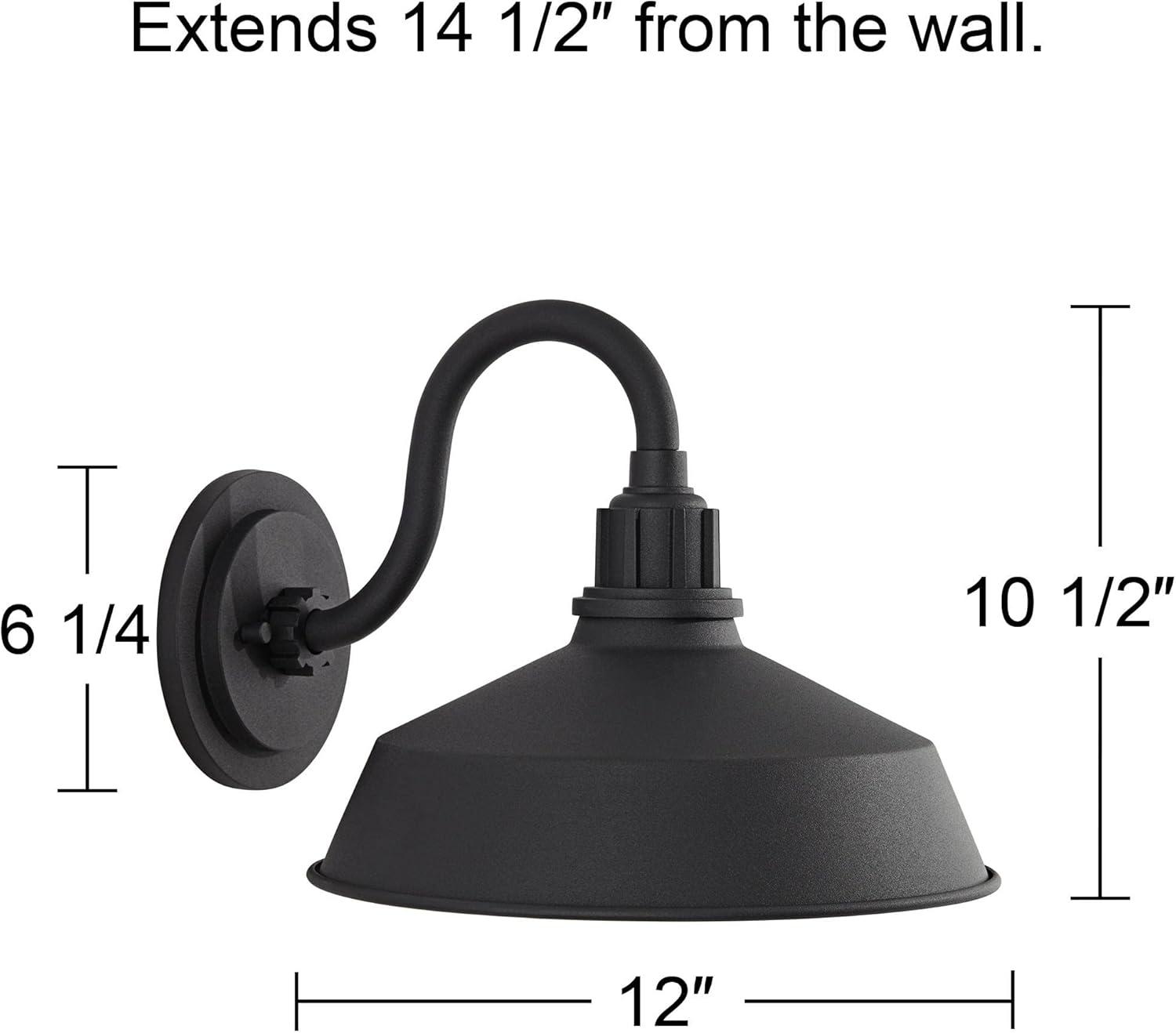 Franklin Iron Works Arnett Rustic Outdoor Wall Light Fixture Black Gooseneck Arm 10 1/2" for Post Exterior Barn Deck House Porch Yard Posts Patio Home