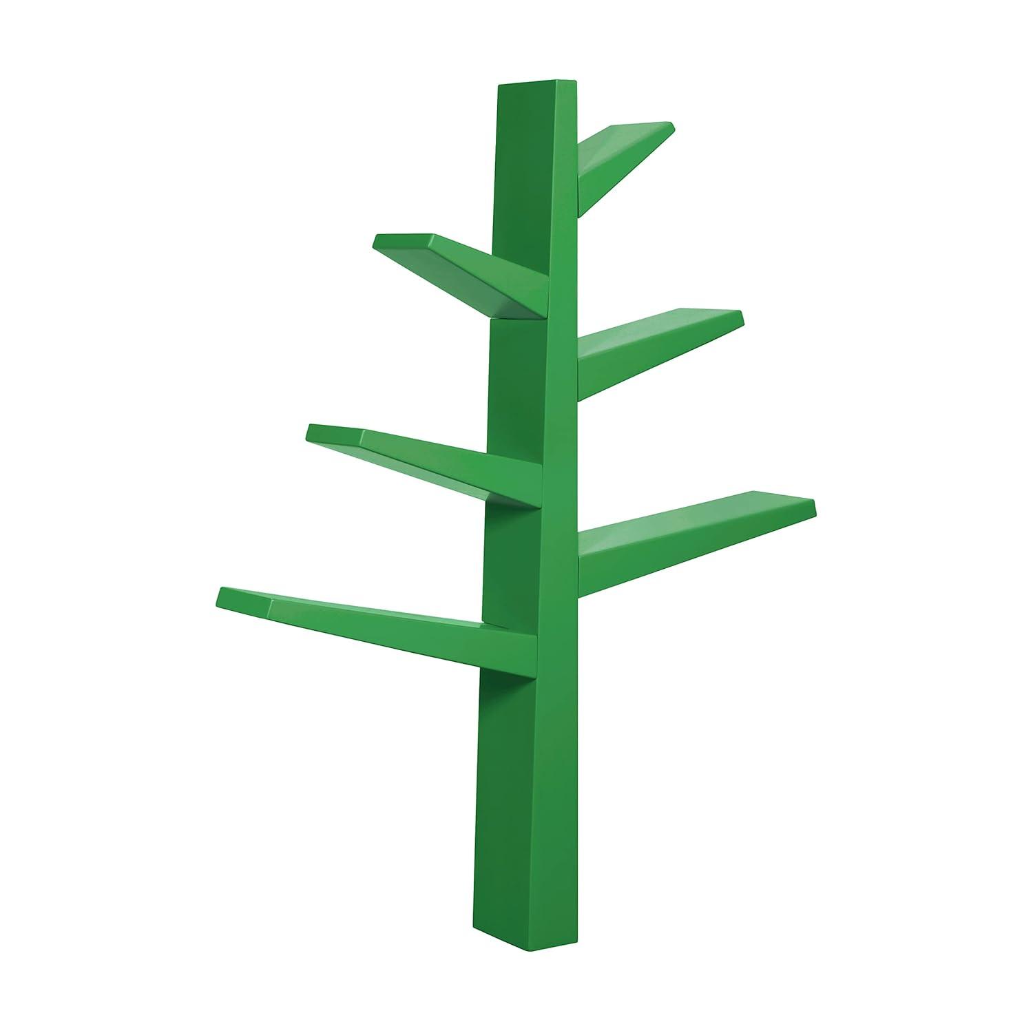 Enchanted Forest Green Tree-Shaped Kids Bookshelf