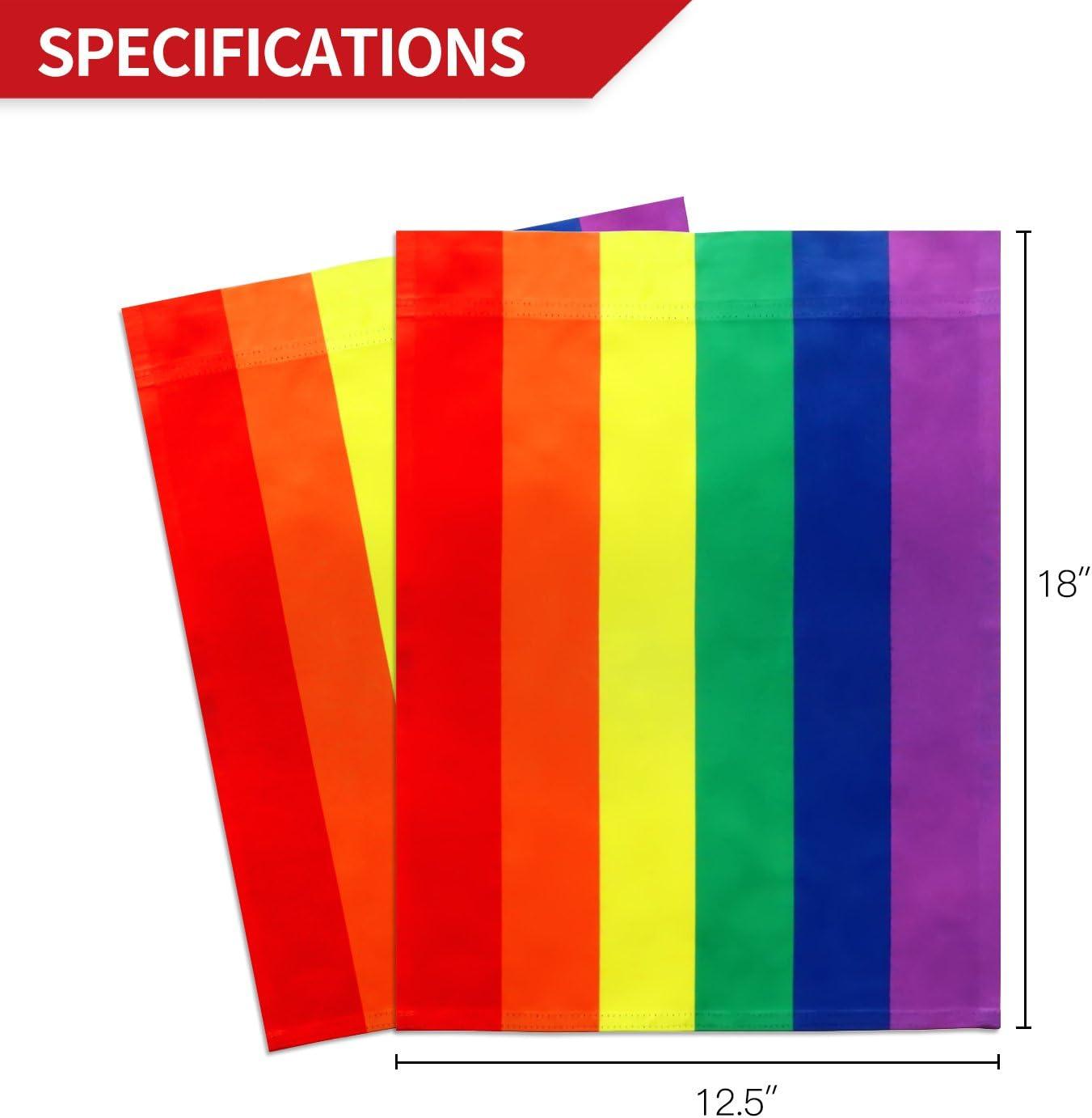 Double-Sided Rainbow Polyester Garden Flag 18 x 12.5 Inch