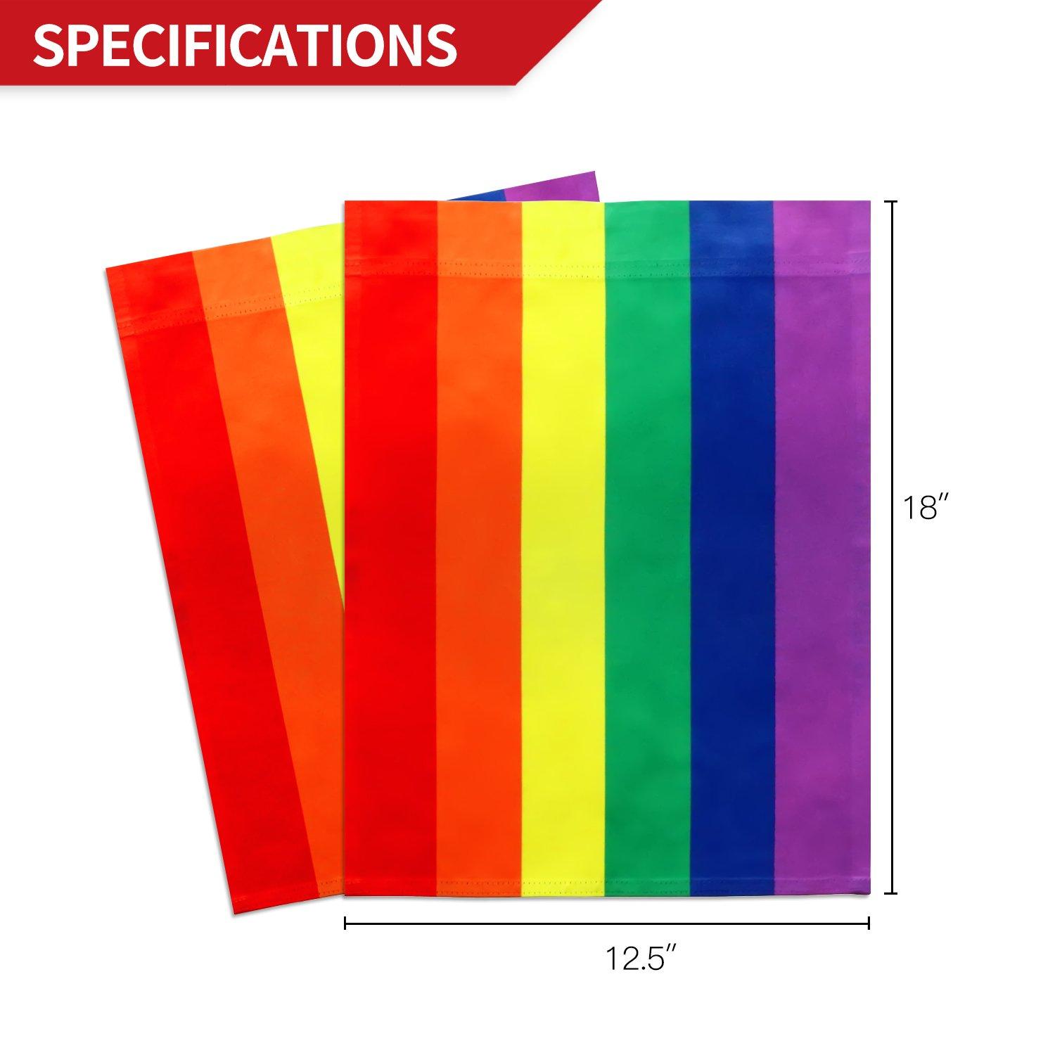 Anley Double Sided Rainbow LGBT Decorative Garden Flags Yard Flags - 18 x 12.5 Inch