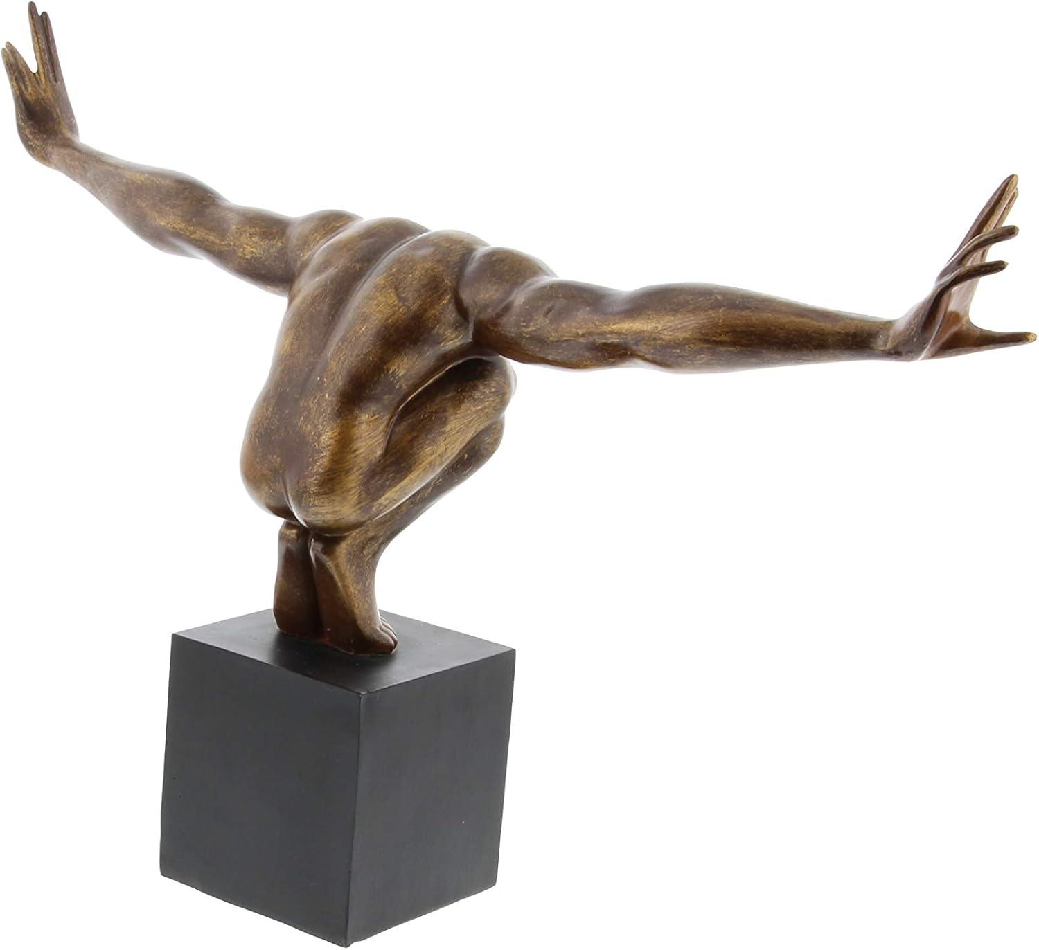 Red Barrel Studio® Cleophis Polystone Diver Decorative Bronze Sculpture with Black Base