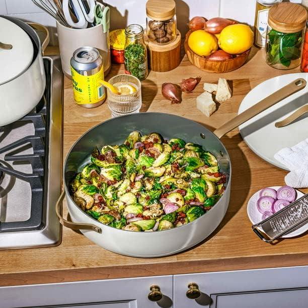 Beautiful 5.5 Quart Ceramic Non-Stick Sauté Pan, White Icing by Drew Barrymore