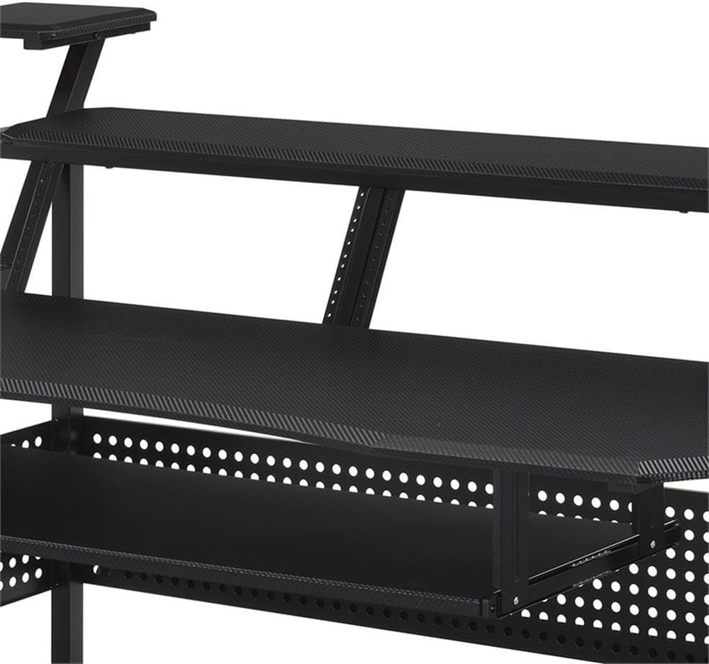 Acme Furniture 67" Willow Desks Black Finish: 42" High, Metal Frame, Wood Surface, Open Storage Shelf