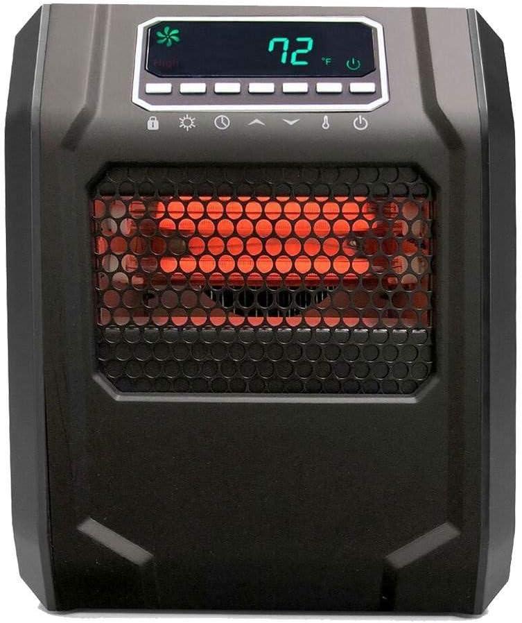 LifeSmart 1500 Watt Portable Electric Infrared Quartz Space Heater for Indoor Use with 4 Heating Elements and Remote Control, Black