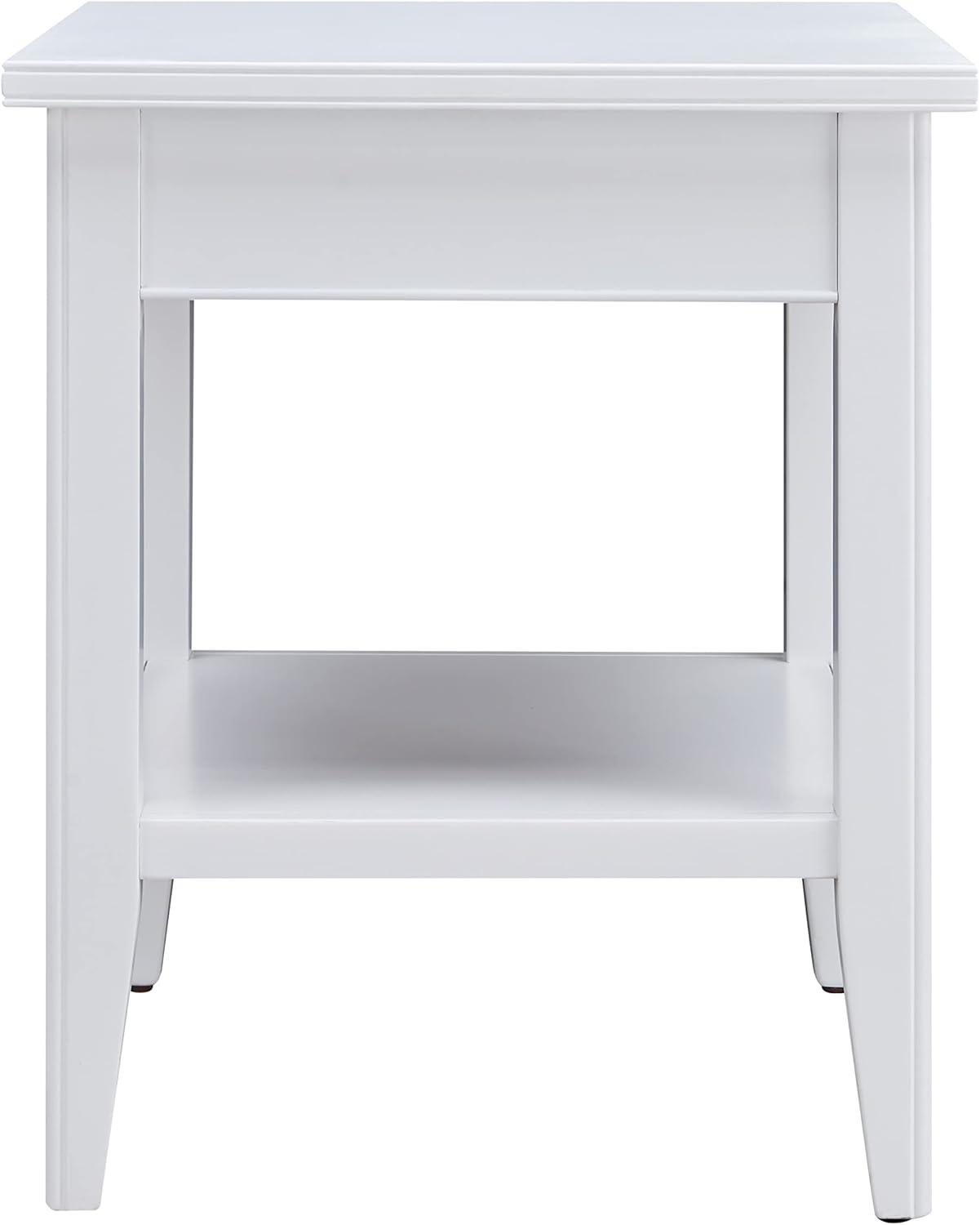 Leick Home 10507-WT Laurent End Table with Drawer and Display Shelf-White