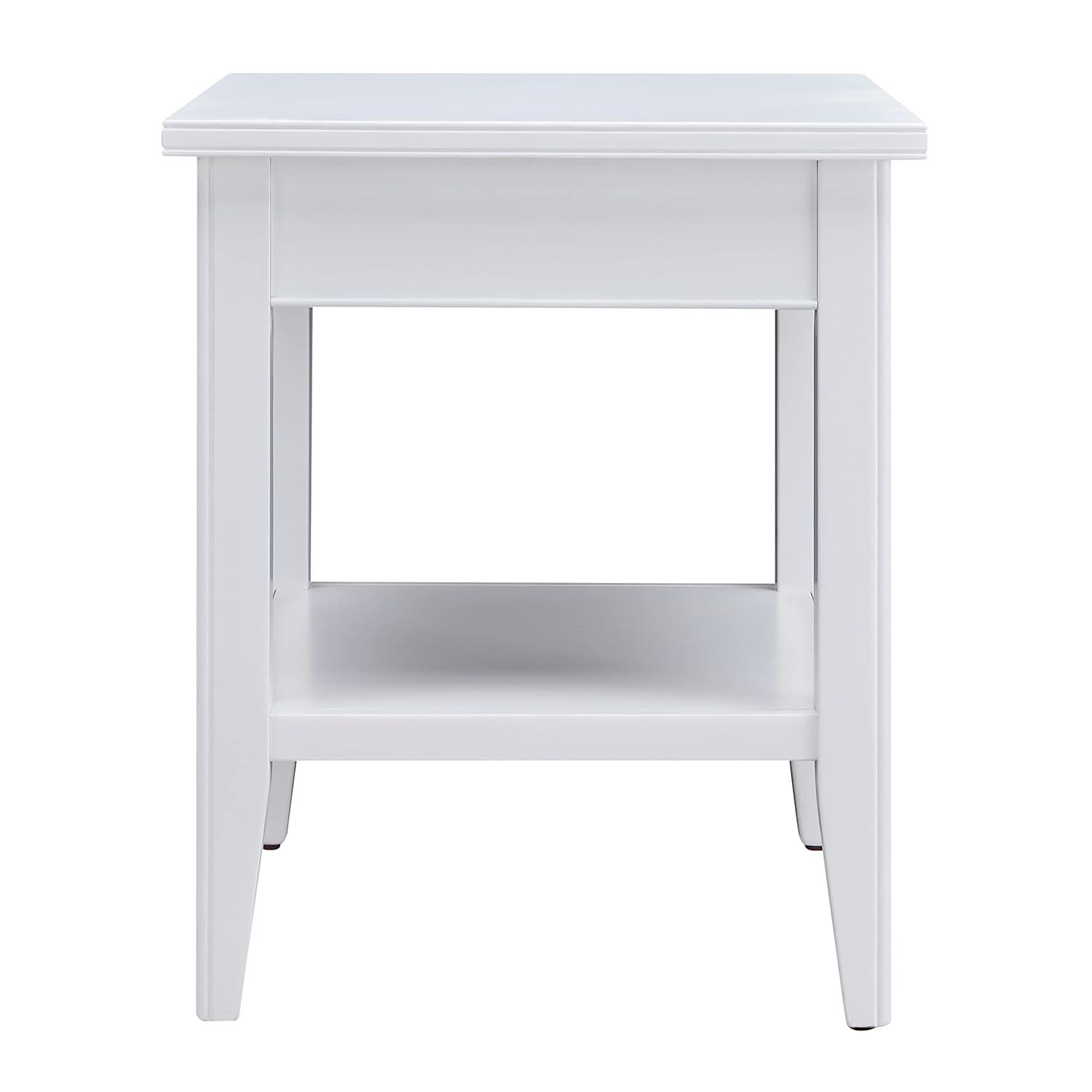 Leick Home 10507-WT Laurent End Table with Drawer and Display Shelf-White