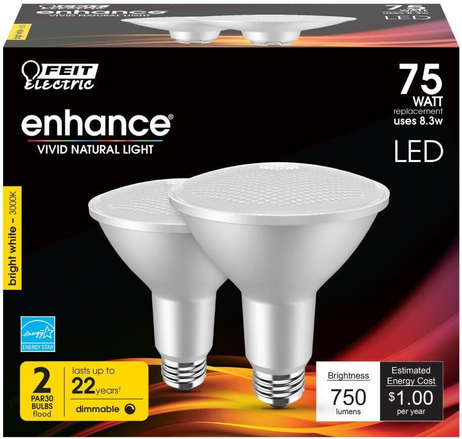 Feit Electric Enhance PAR30 E26 (Medium) LED Bulb Bright White 75 Watt Equivalence 2 pk