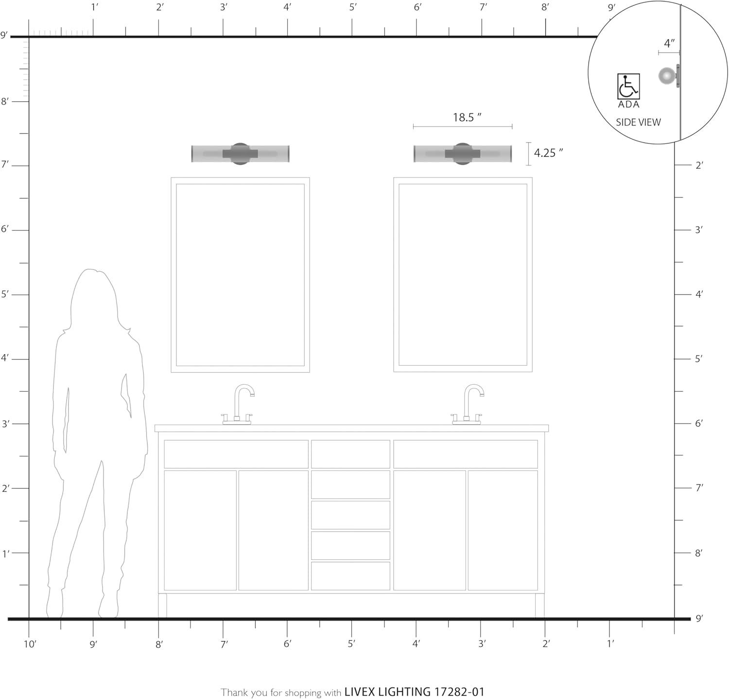 Livex Lighting - Bancroft - 2 Light ADA Bath Vanity In Contemporary Style-18.5